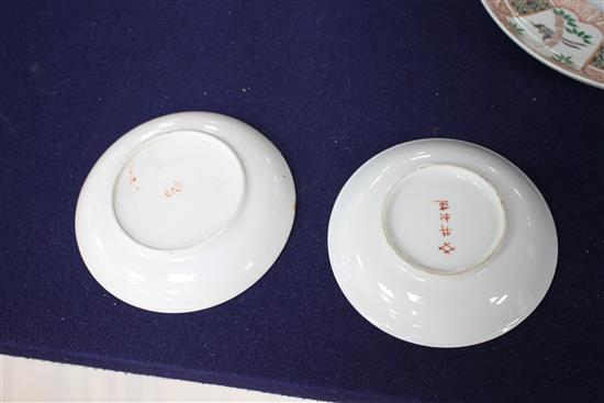 A Chinese Kangxi period clobbered bottle vase and a group of Japanese ceramics,